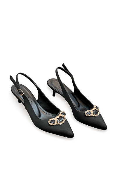 Elexus Γυναικεία σατέν παπούτσια στιλέτο με μεσαίο τακούνι και πολύχρωμη πόρπη