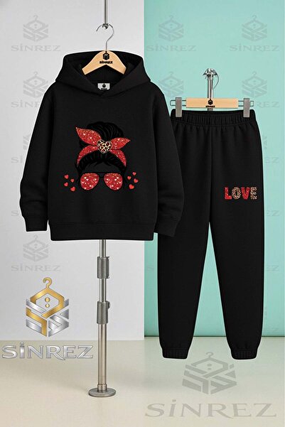 SİNREZ Set de trening cu glugă pentru copii, unisex, cu ochelari, model leopa...