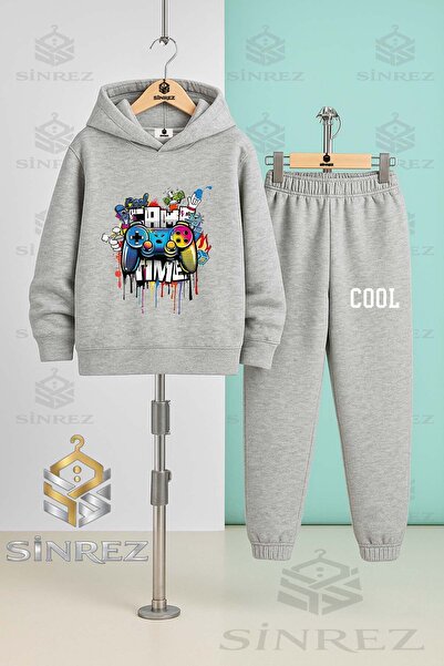 SİNREZ طقم بدلة رياضية بغطاء للرأس من GAME TIME COOL للأطفال من الجنسين