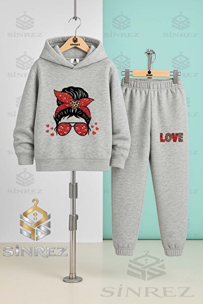 SİNREZ Set de trening cu glugă pentru copii, unisex, cu ochelari, model leopa...