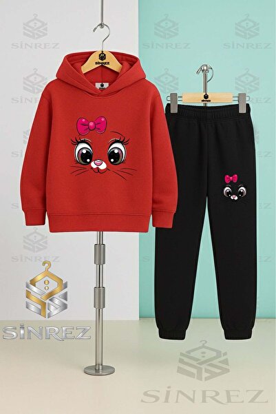 SİNREZ Set de trening cu glugă pentru copii, unisex, CAT EYE PMBE KRDL