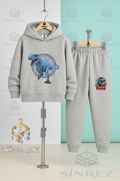 SİNREZ Set de trening cu glugă pentru copii, unisex, DINOZAUROAZUL ÎN CERCELU...
