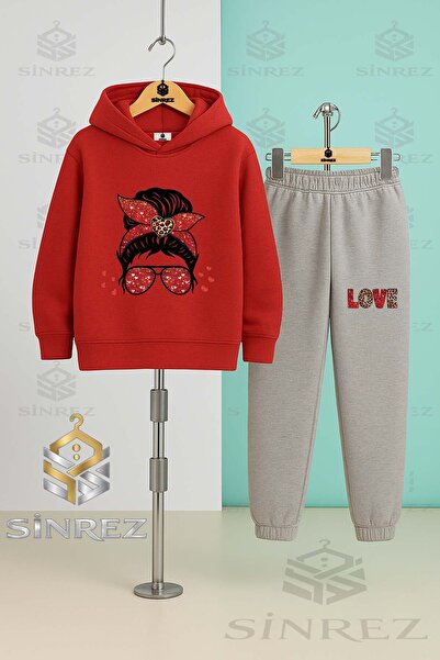 SİNREZ Set de trening cu glugă pentru copii, unisex, cu ochelari, model leopa...