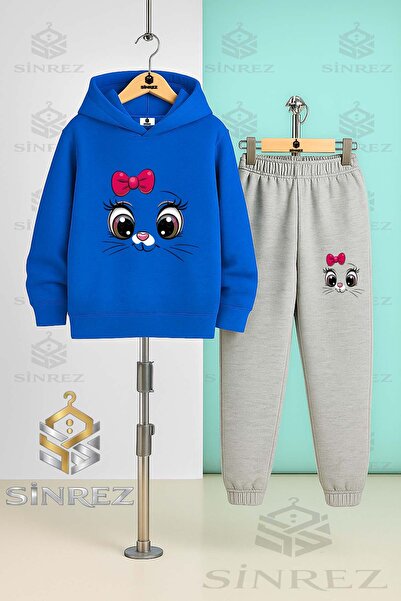 SİNREZ Set de trening cu glugă pentru copii, unisex, CAT EYE PMBE KRDL