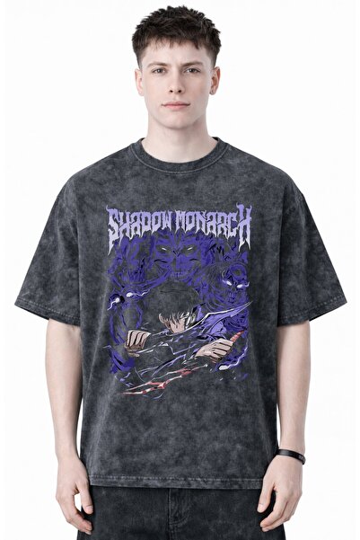 SEVBANO Tricou unisex supradimensionat, cu imprimeu anime Shadow Monarch Ashb...