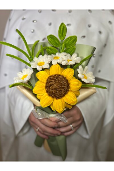 Velura Flowers El Yapımı Şönil Ayçiçeği ve Papatya Buketi – Solmayan Dekorati...