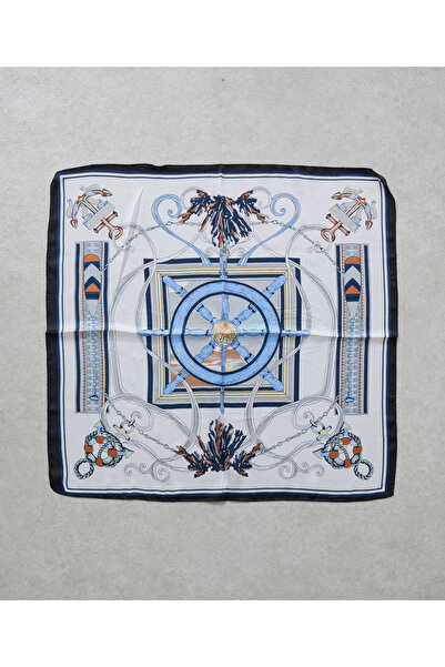 novon L'Esprit Marin Design Premium Square Silk Voile Satin Scarf Shawl 70 X ...