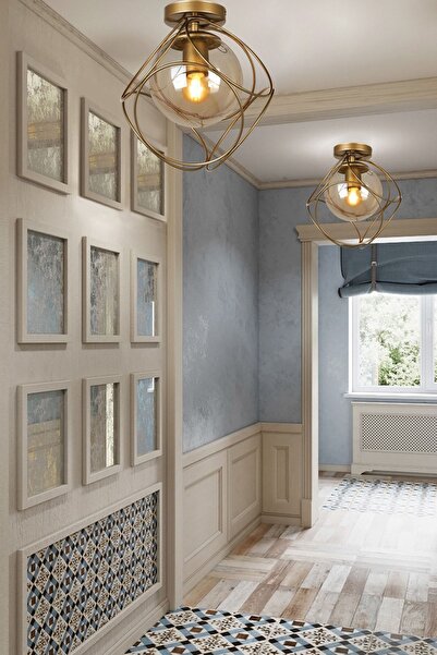 Allians Şık Bal Camlı Tekli Eskitme Tavan Avizesi