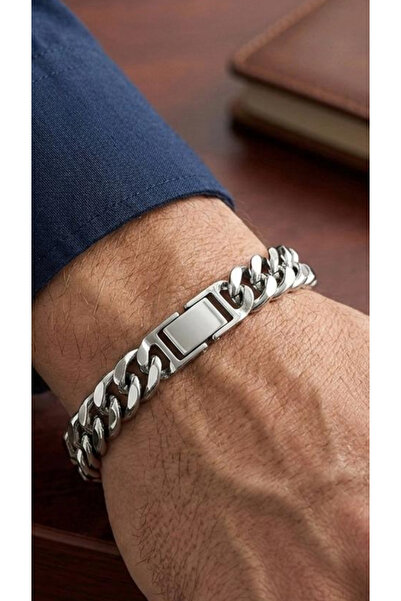 Wind Silver Kalın Erkek Tasarım Bileklik 925 Ayar