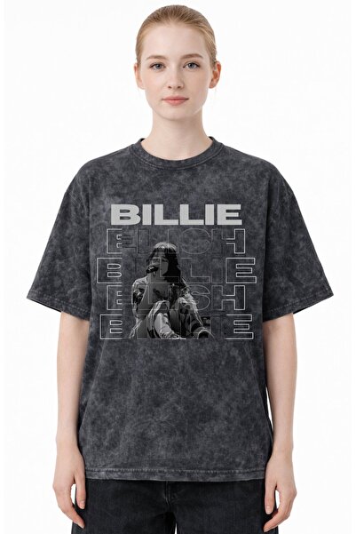 SEVBANO Billie Eilish Singer Printed Unisex Oversized Vintage Washed T-Shirt
