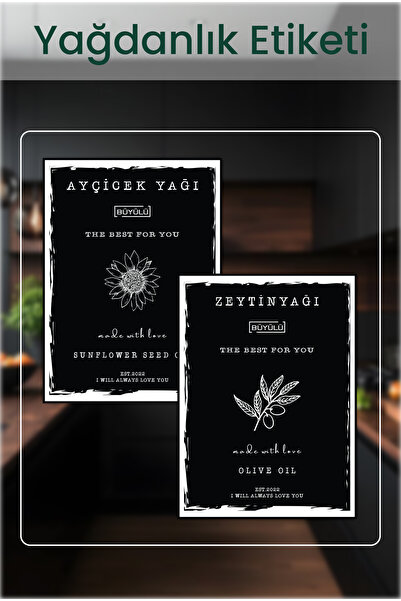 BÜYÜLÜ HOME SS ve SB Renk Yağdanlık Şişesi Etiketi – Zeytinyağı & Ayçiçek Yağ...