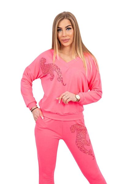 Kesi Set panteră cu zirconiu roz neon