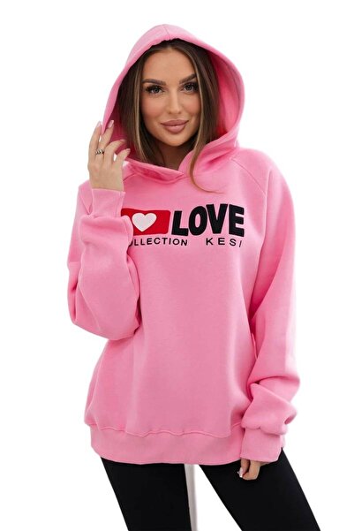 Kesi Hanorac roz deschis din bumbac izolat cu glugă