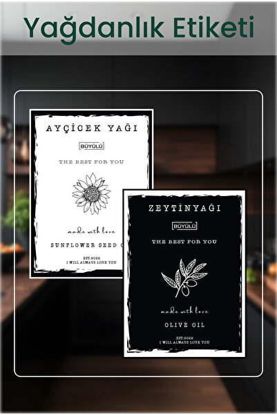 BÜYÜLÜ HOME SS ve SB Renk Yağdanlık Şişesi Etiketi – Zeytinyağı & Ayçiçek Yağ...