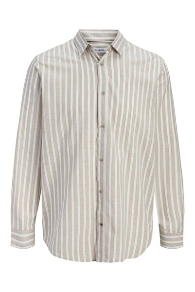 Jack & Jones Ανδρικό μπεζ πουκάμισο Jjhenry Mix Slub Ls 12289180-String