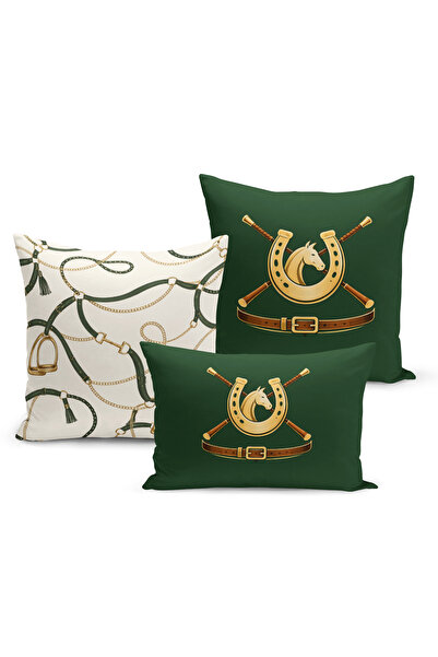 Bertille Home Classic Horse Series Double Sided Digital Printed Set of 3 Thro...