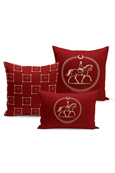 Bertille Home Classic Horse Series Double Sided Digital Printed Set of 3 Thro...