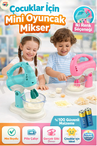 kosetoys Gerçekçi hareketli Mini oyuncak mikser pili ve sesli MAVİ