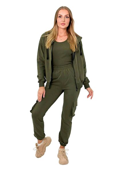Kesi Set 3 în 1: hanorac + top + pantaloni kaki