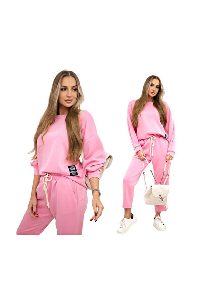 Kesi Jasny różowy komplet damski „MASEŁKO” – luźna bluza + spodnie