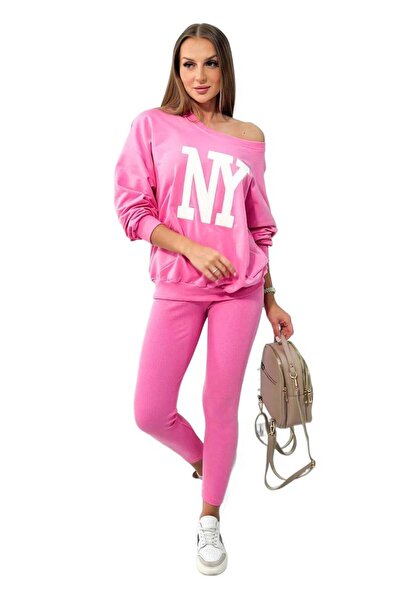 Kesi Komplet bawełniany bluza + legginsy różowy