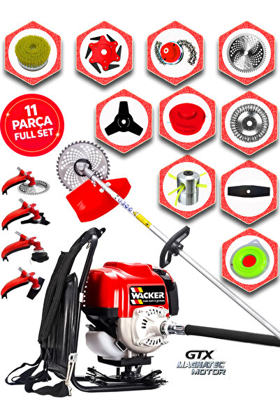 Wacker Pro German GX-448 ELITE Sırt Tipi Benzinli Ot Çalı Çim Biçme Tırpanı+ ...