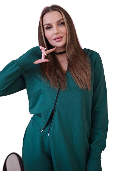 Kesi Komplet dresowy bluza z dłuższym bokiem ciemny zielony