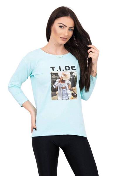 Kesi Bluzka z nadrukiem Tide miętowa