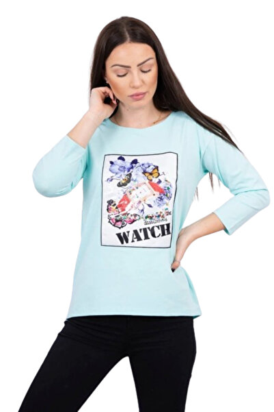 Kesi Bluzka z graficą 3D Watch miętowa