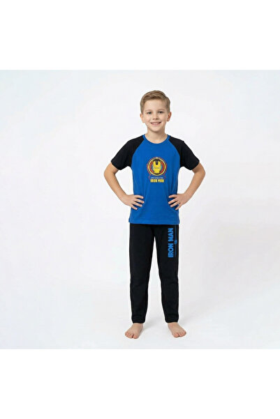 levanapajamas بيجامة أطفال آيرون مان – تيشيرت أزرق مع بنطال أسود