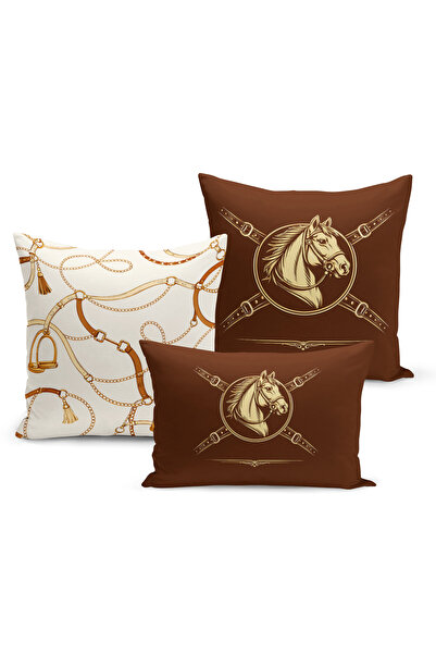 Bertille Home Classic Horse Series Double Sided Digital Printed Set of 3 Thro...