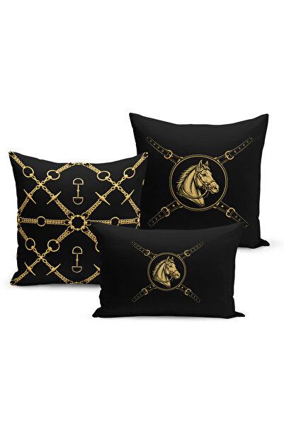 Bertille Home Classic Horse Series Double Sided Digital Printed Set of 3 Thro...