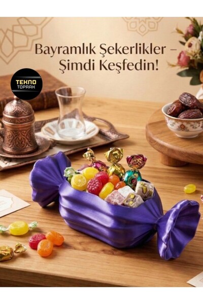 tekmation Premium Kristal Kesim Bayram Şekerliği, Bayram Şekerlik (Plastik) 2...