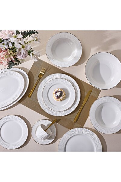 Malooki Σερβίτσιο φαγητού από πορσελάνη 40 τεμαχίων Sun, σετ πιάτων για 12 άτ...