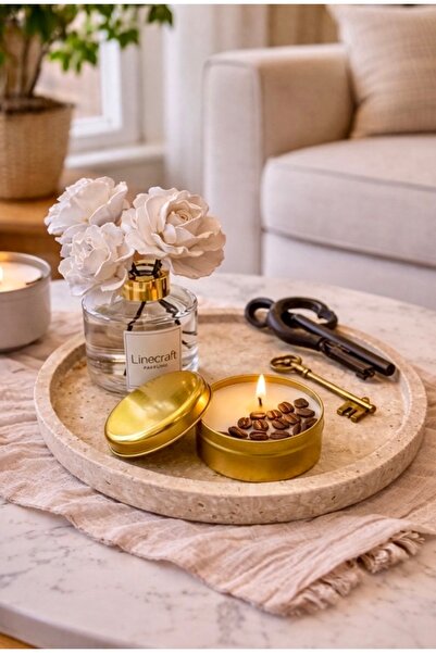 JENNEBELLA Gold Serisi Kahve & Vanilya Kokulu Dekoratif Teneke Kutu Mum - El ...