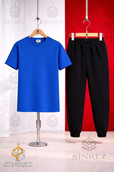 SİNREZ Children's Plain Printed T-Shirt Tracksuit Set