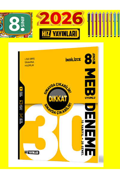 Okyanus Yayınları HIZ LGS KAZAN 8. Sınıf İngilizce 30 Günlük Branş Deneme Set...