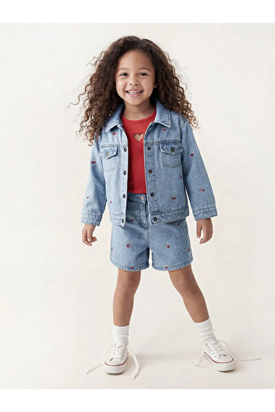 LC Waikiki LCW Παιδικό Τζιν Σορτς για Κορίτσια σε χρώμα Ινδίγκ με Ελαστική Μέ...