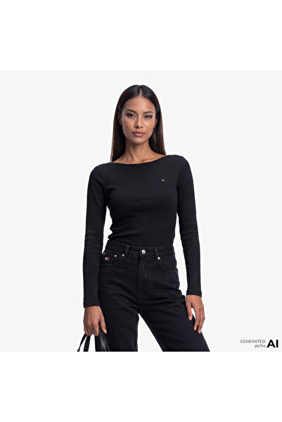 Tommy Hilfiger Kadın Siyah Uzun Kollu T-Shirt