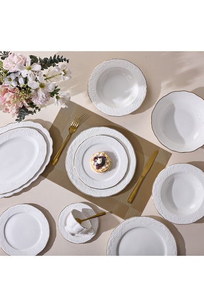 Malooki Σερβίτσιο φαγητού από πορσελάνη 40 τεμαχίων, αντικέ σετ πιάτων για 12...