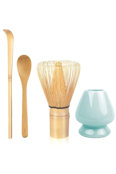 L&Wen Matcha Making Tool Set, 4Pcs Kit with Bamboo Stirrer, Scoop, Spoon, Hol...