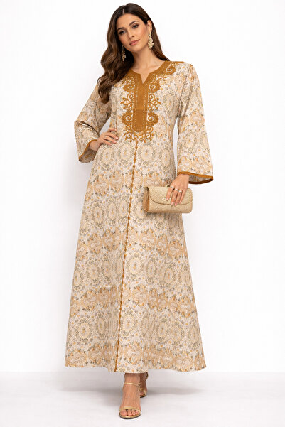 THOGUE جلابية نسائية قطن فخمة بتطريز تراثي