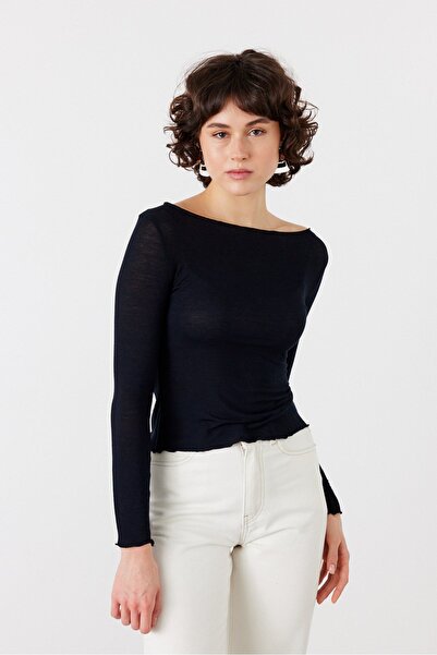 FACETTE Pamuk komad Proziran bodi sa lađastim izrezom crni