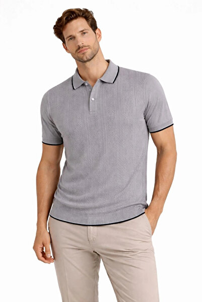 Alfanora Men's Buttoned Collar Knitwear Woven T-Shirt Patterned Summer Stylis...