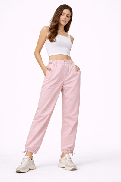 Alfanora Women's Parachute Fabric Pants with Adjustable Waist and Cuffs Elast...