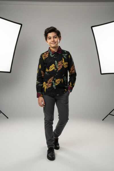 STITCH by MH Boys Tropical Leaf Print Casual Long Sleeve Shirt | Ages 1–12 Ye...