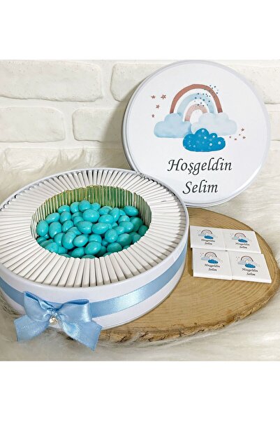 Sweet Story 150 Adet+200 Gr Draje Mavi Gökkuşağı Temalı İsme Özel Hoşgeldin E...