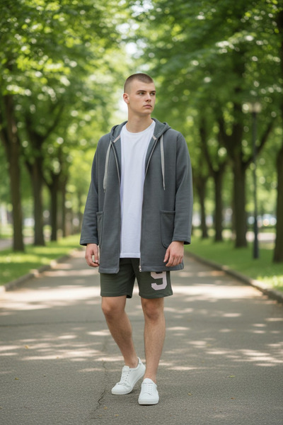 AHMERA Khaki Unisex Regular Fit Pocketed Hooded Jacket