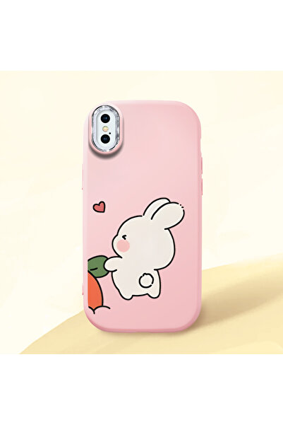 ucuc iPhone XS Max Uyumlu Darbe Emici Kamera Korumalı pembe Silikon Kılıf Çif...