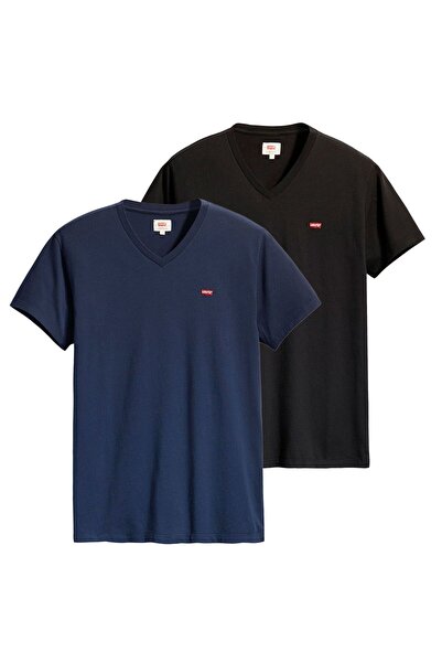 Levi's Herren T-Shirt 2er Pack - Original Housemark Tee, V-Ausschnitt, Baumwolle